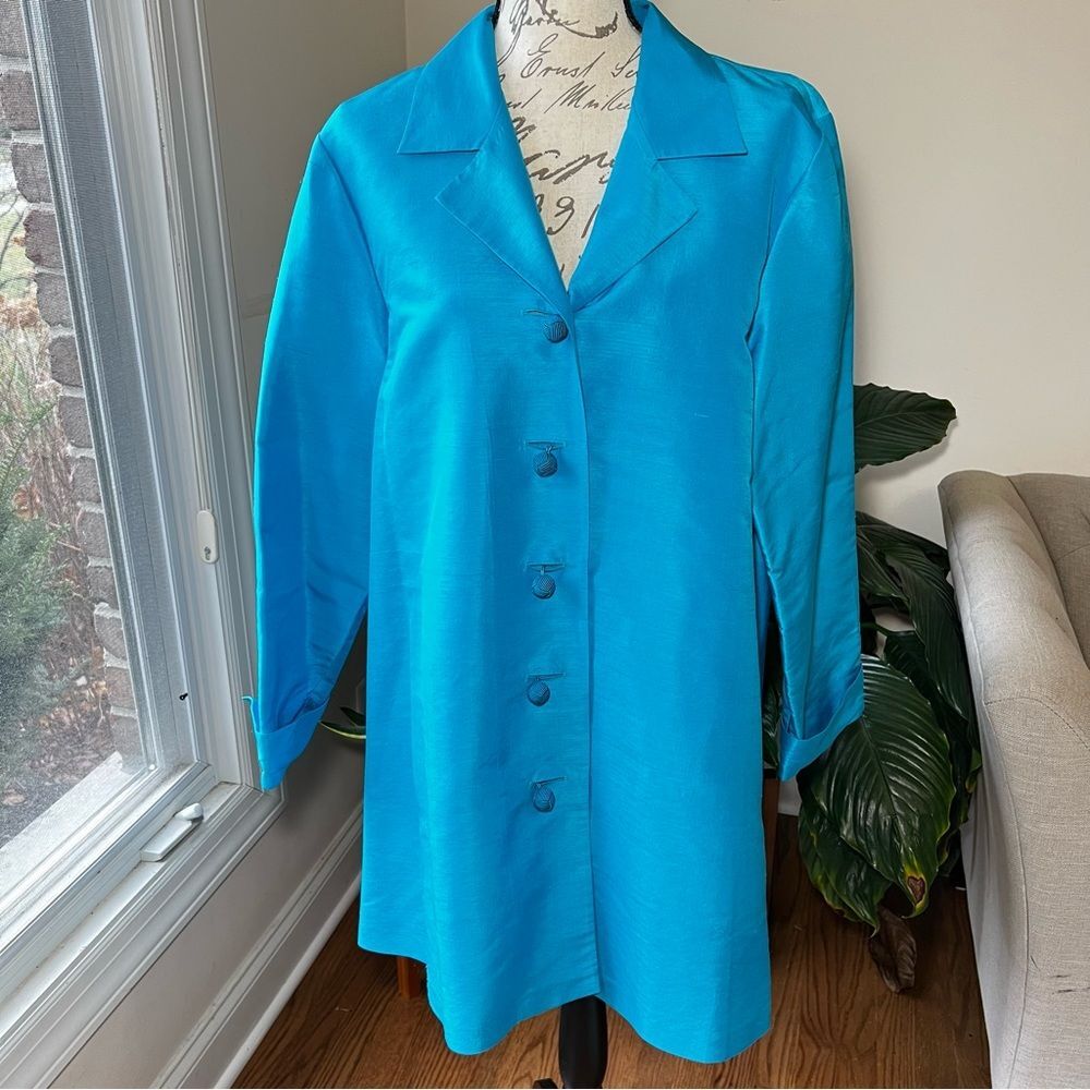 Josie Natori Anywhere 100% Silk Jacket Sz L